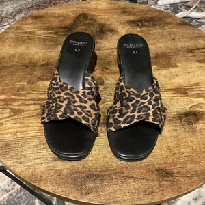 Contessa leopard print wedge sandal size 6 1/2